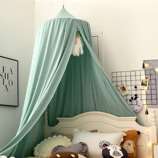 Ciel de lit bébé - bleu gris - Allobebe