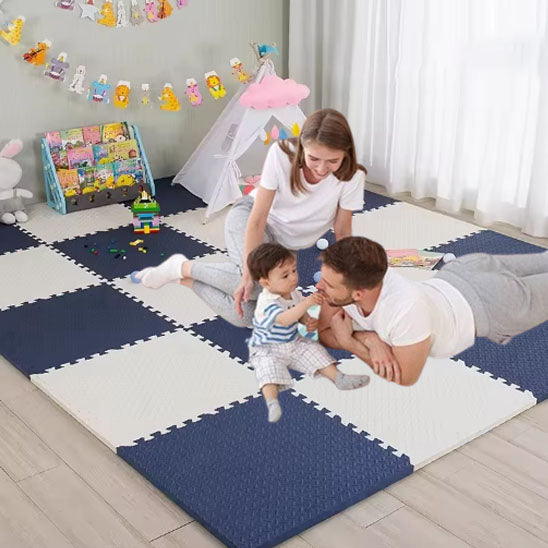 Tapis d'éveil Montessori à carreaux- bleu et blanc