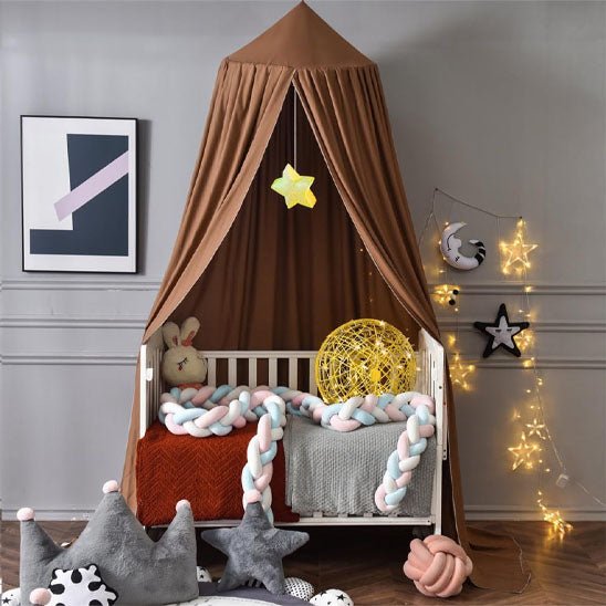 Ciel de lit bébé - bleu gris - Allobebe