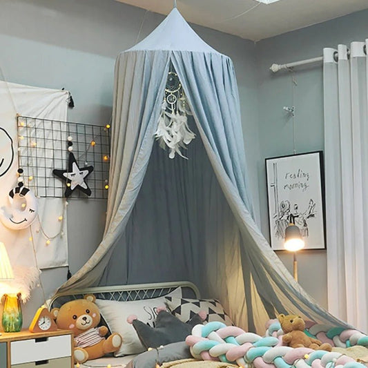 Ciel de lit bébé - bleu gris - Allobebe