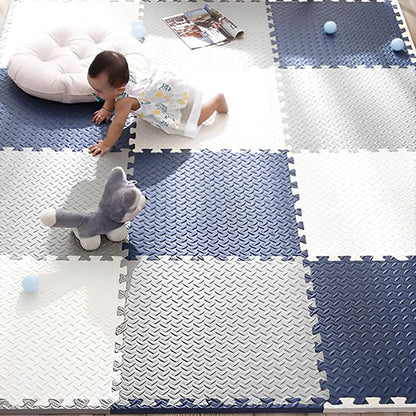 Tapis d'éveil Montessori à carreaux- rose et blanc