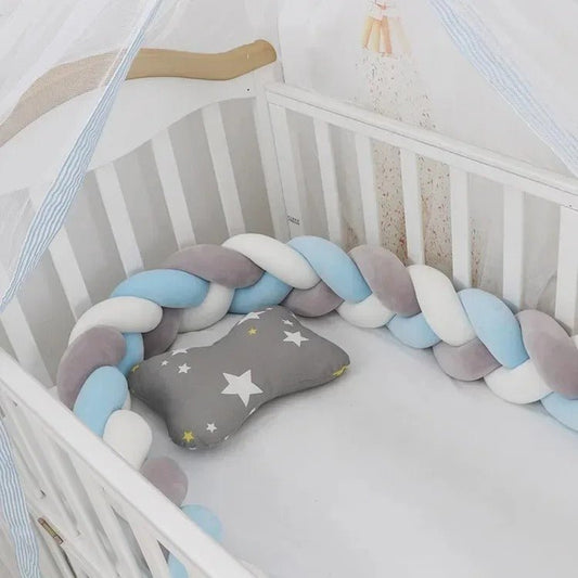 Tour de lit bébé bleu blanc gris - Allobebe