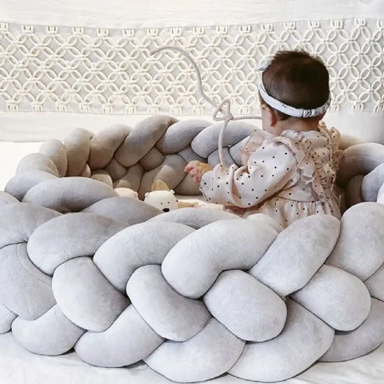 Tour de lit bébé bleu blanc gris - Allobebe
