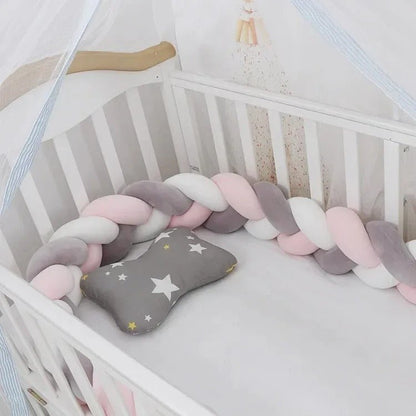 Tour de lit bébé rose gris blanc - Allobebe