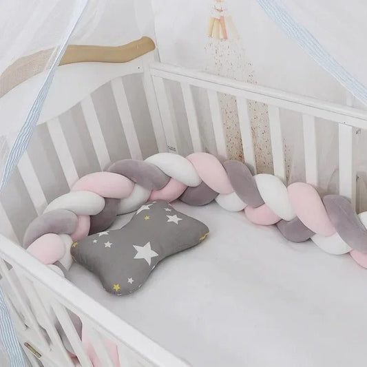 Tour de lit bébé rose gris blanc - Allobebe